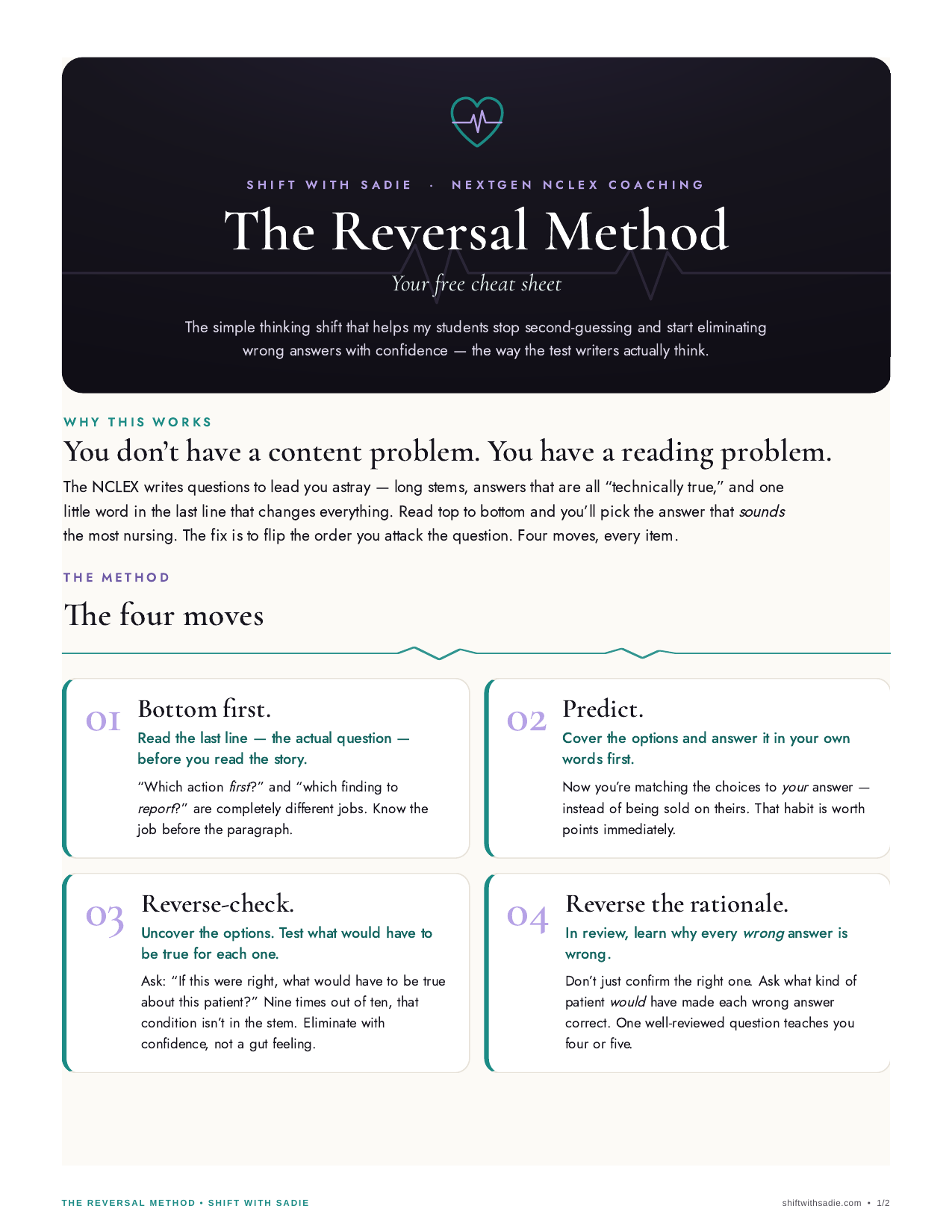 Preview of the Shifts with Sadie Reversal Method guide